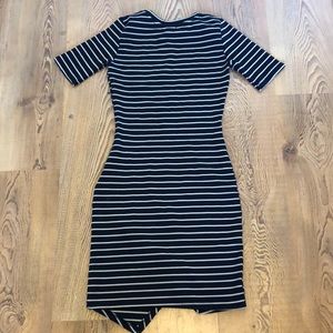 Sm navy soft dress with beige stripes